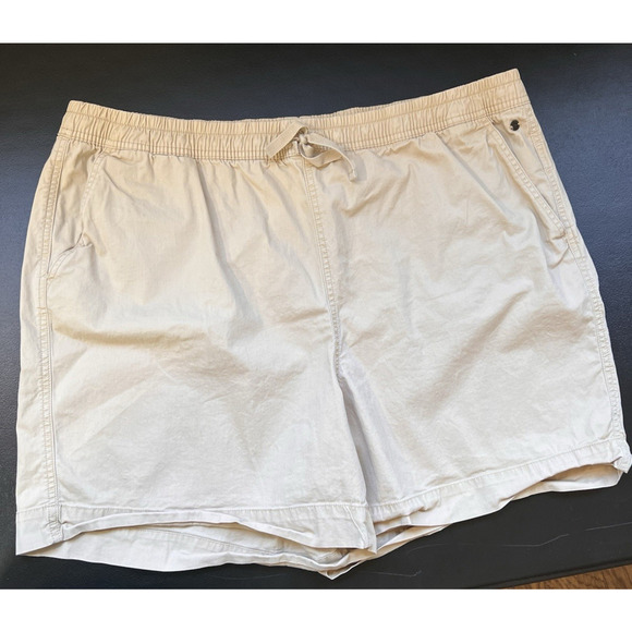 LL Bean Shorts Womens 18W Tan Favorite Fit 6" Elastic Waist Pockets Drawstring - Picture 1 of 8